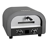 TAINO Pizzaofen elektrisch 2200W 1 Kammer Grillofen mit Glasfenster Pizzastein Schwarz