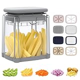 Pmueuff Pommesschneider, Kartoffelschneider für Pommes Frites, Pommes Schneider mit 4 Edelstahl Klinge, Mehrzweck Gemüseschneider für Gemüse Obst Zwiebel