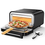 Elektrischer Pizzaofen – 6 Programme, 1700 W, bis 450 °C, LED-Touchscreen & Edelstahl-Gehäuse, für 32 cm Pizza – inkl. Pizzastein & Pizzaschieber